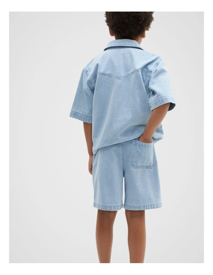 Pull on Denim Short in Blue image 2