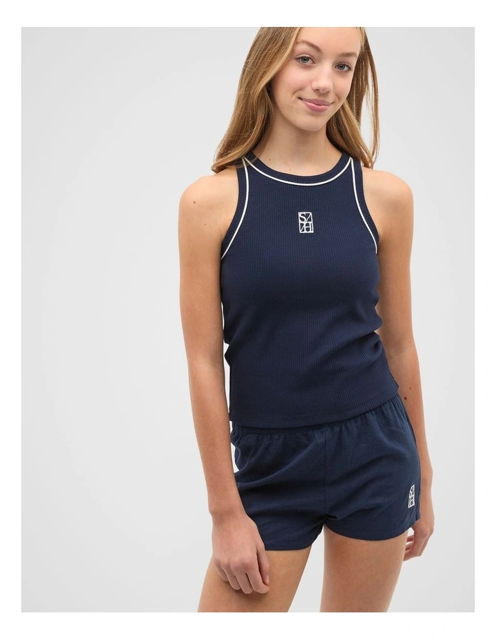 Core Logo Rib Tank in New Navy image 1