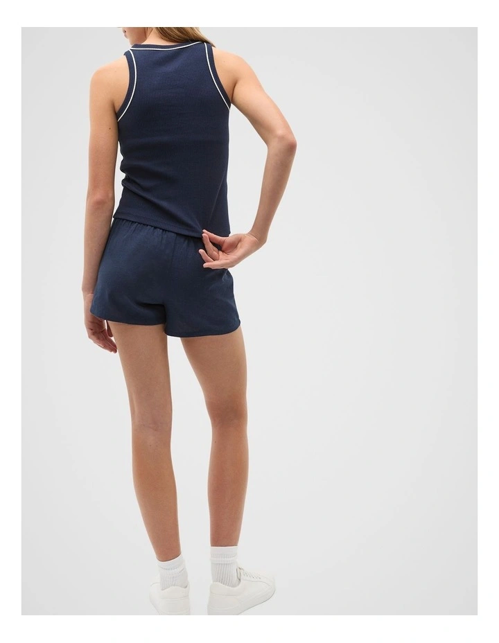 Core Logo Rib Tank in New Navy image 2