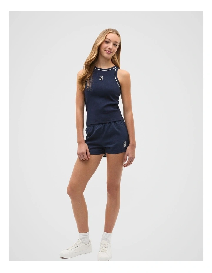 Core Logo Rib Tank in New Navy image 4