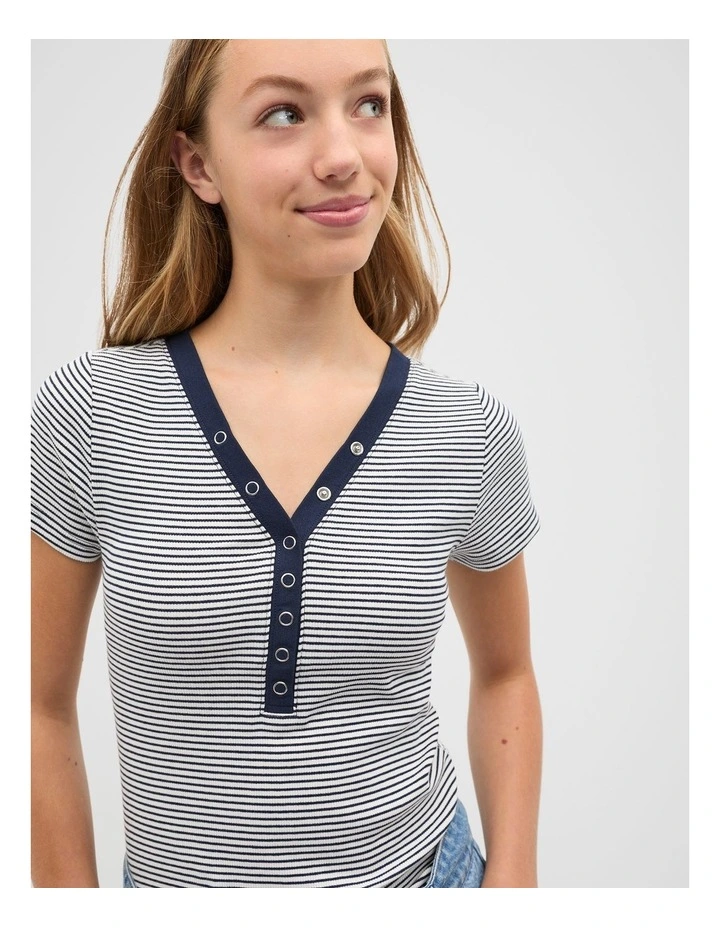 Snap Rib Tee in New Navy image 1