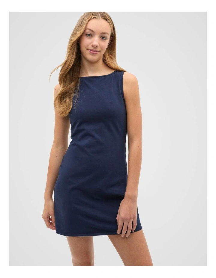 Boat Neck Tank Dress in Blue image 1