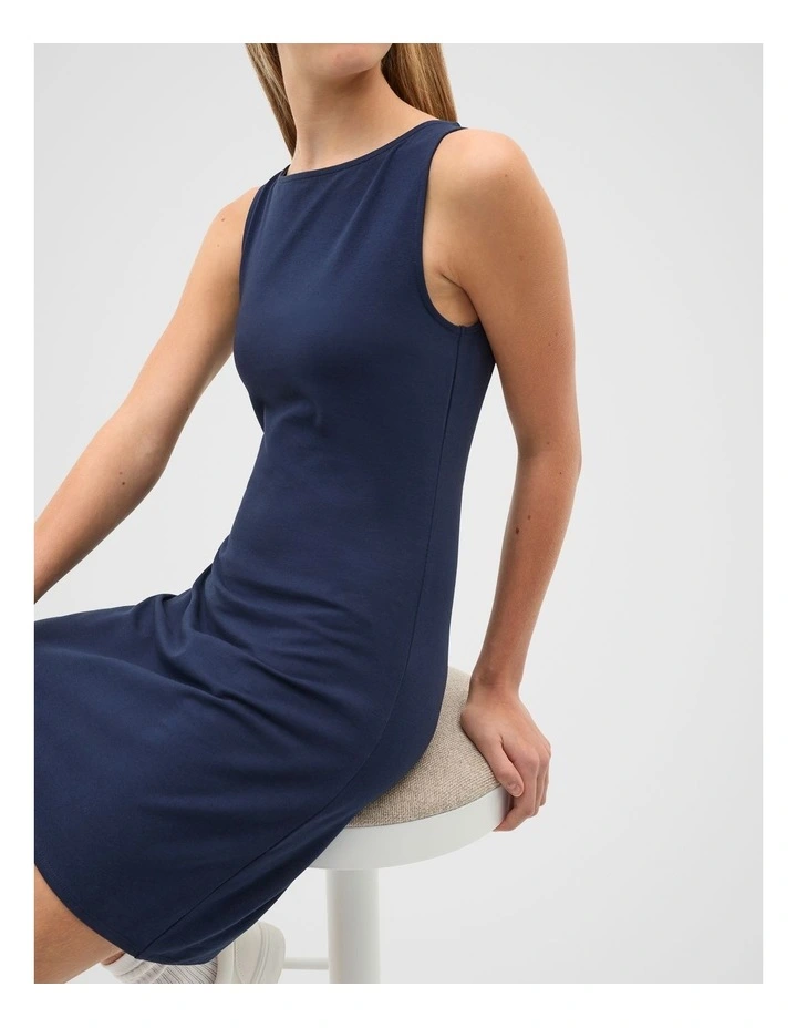 Boat Neck Tank Dress in Blue image 3