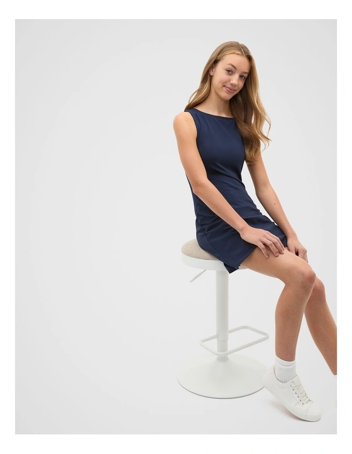 Boat Neck Tank Dress in Blue image 4