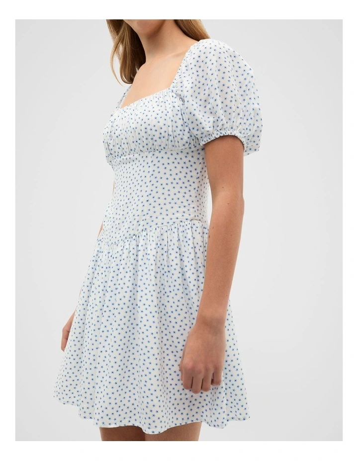 Ditsy Dress in White image 3