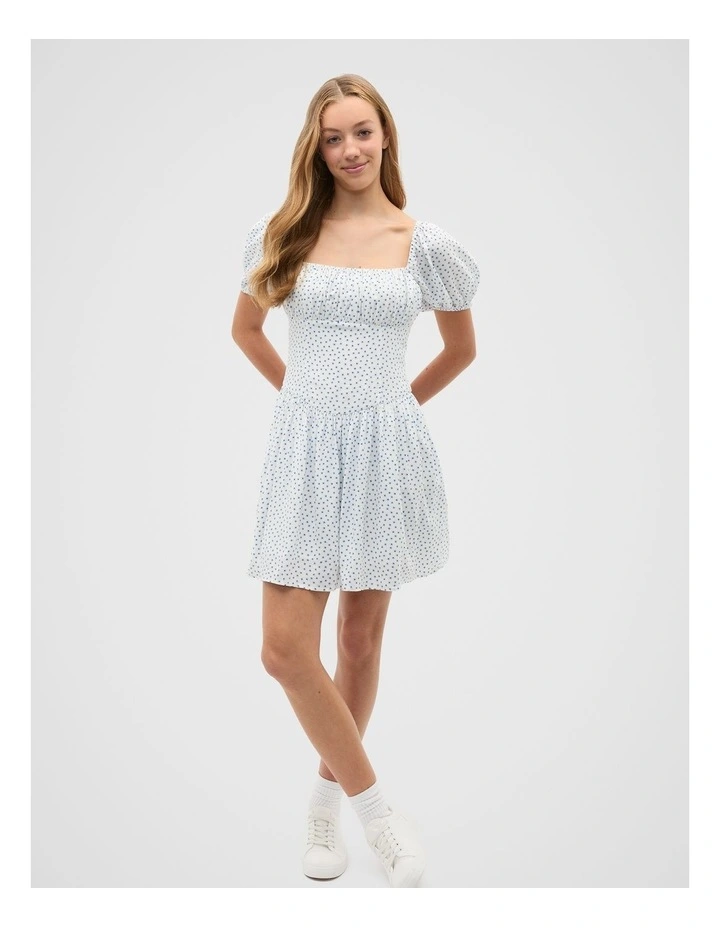 Ditsy Dress in White image 4