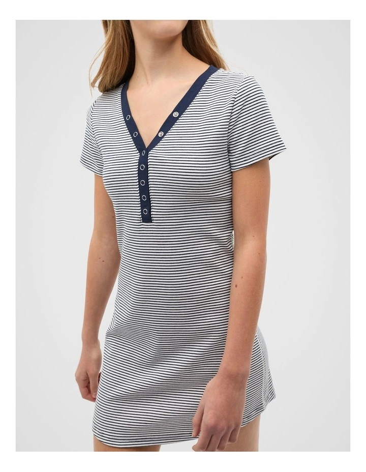 Snap Rib Dress in Blue image 3