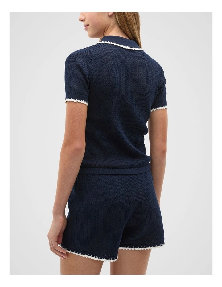 Knit Shorts in New Navy image 2