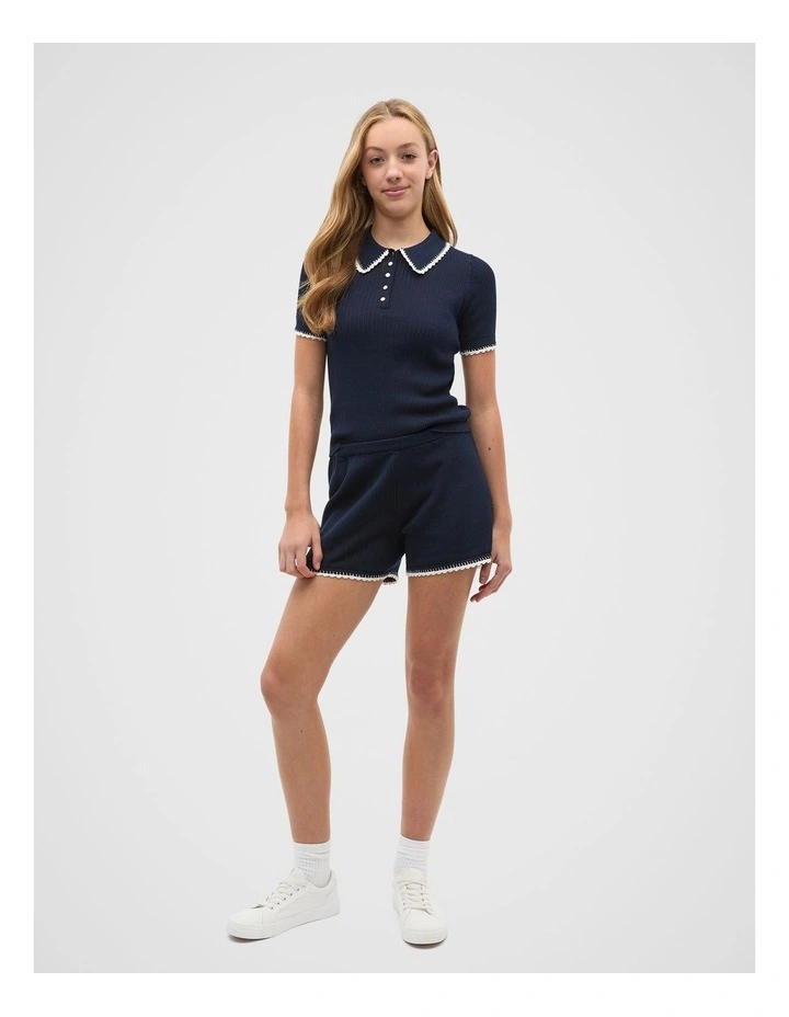 Knit Shorts in New Navy image 3