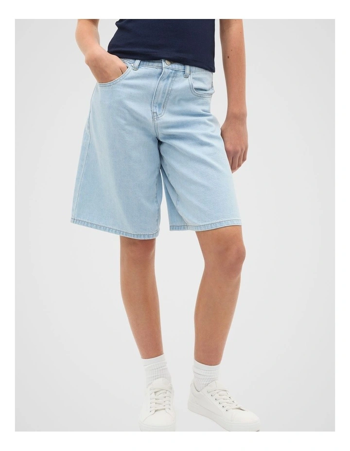 Longline Denim Short in Blue image 1