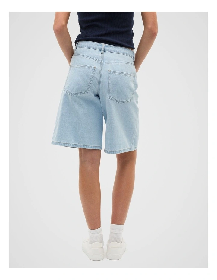 Longline Denim Short in Blue image 2