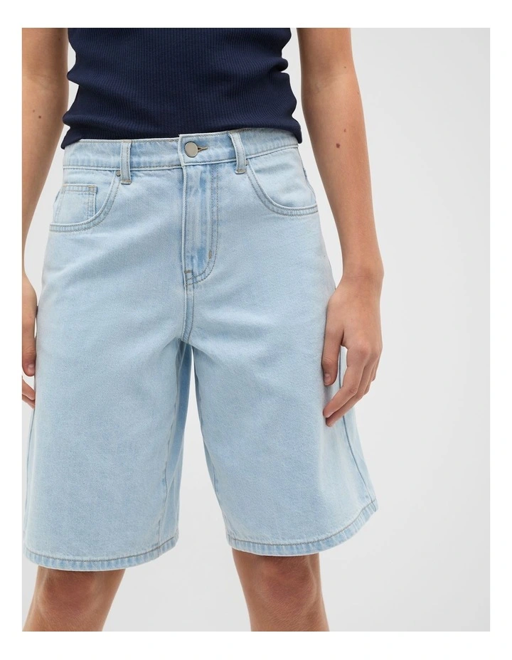 Longline Denim Short in Blue image 3
