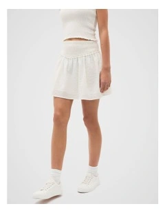 Shirred Skirt in Canvas