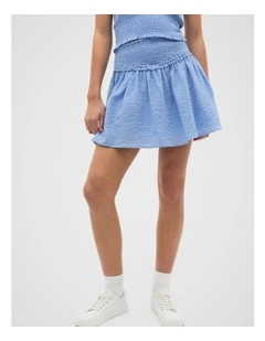 Shirred Skirt in Ocean