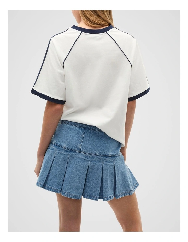 Pleat Denim Skort in Blue image 2
