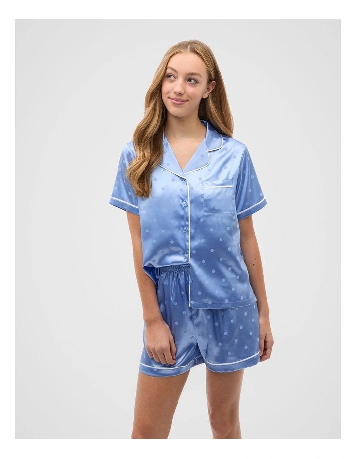Spot Satin Pyjama in Blue image 3