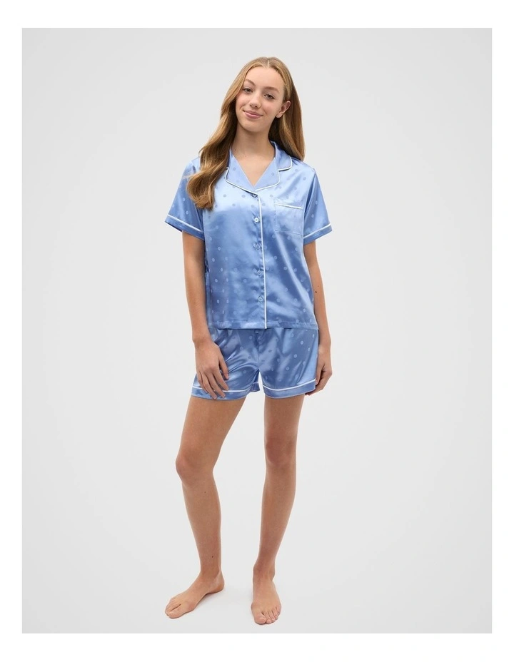 Spot Satin Pyjama in Blue image 4