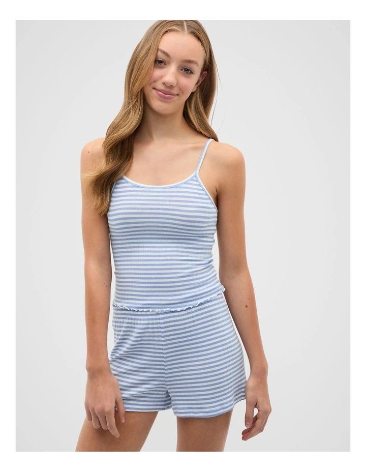 Stripe Pointelle Pyjama in Blue image 1