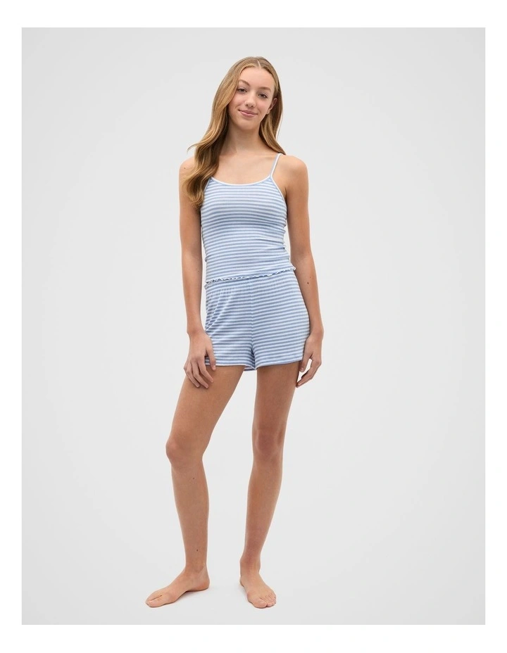 Stripe Pointelle Pyjama in Blue image 4