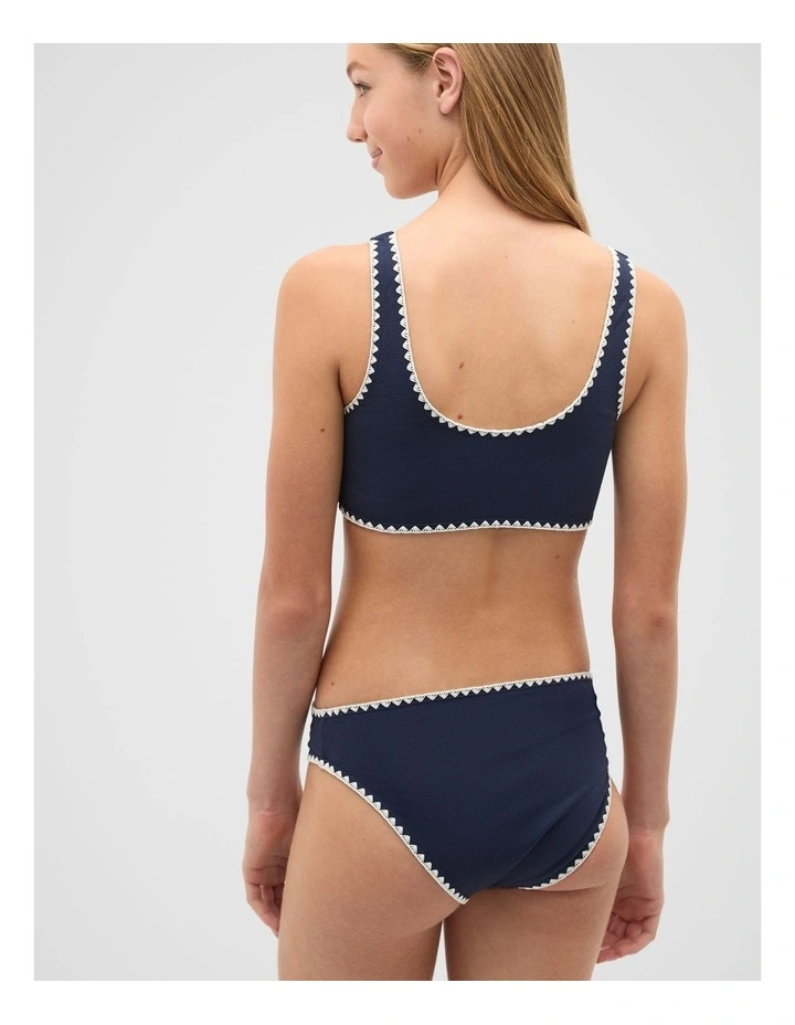 Contrast Stitch Bikini in Blue image 2