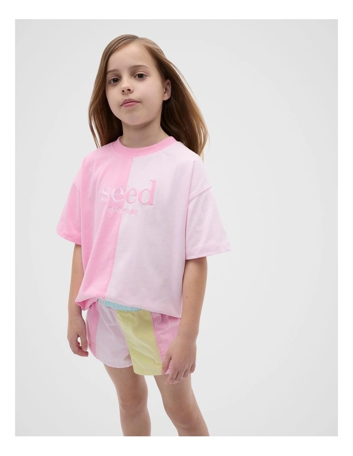 Spliced Logo Tee in Candy Pink image 1