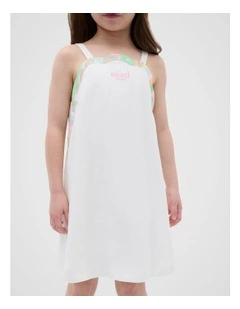 Scallop Spliced Dress in Canvas