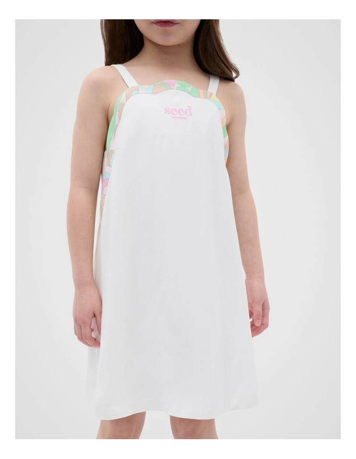 Scallop Spliced Dress in Canvas image 1