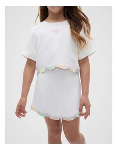 Scallop Spliced Skirt in Canvas