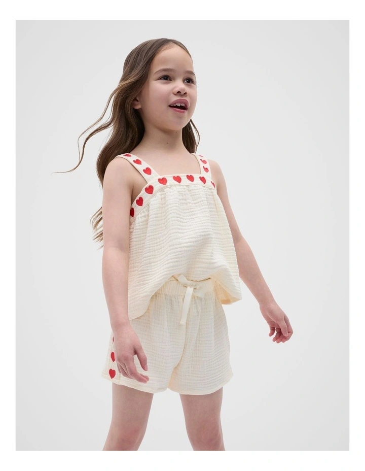 Heart Woven Pyjama in Vintage Cream image 1