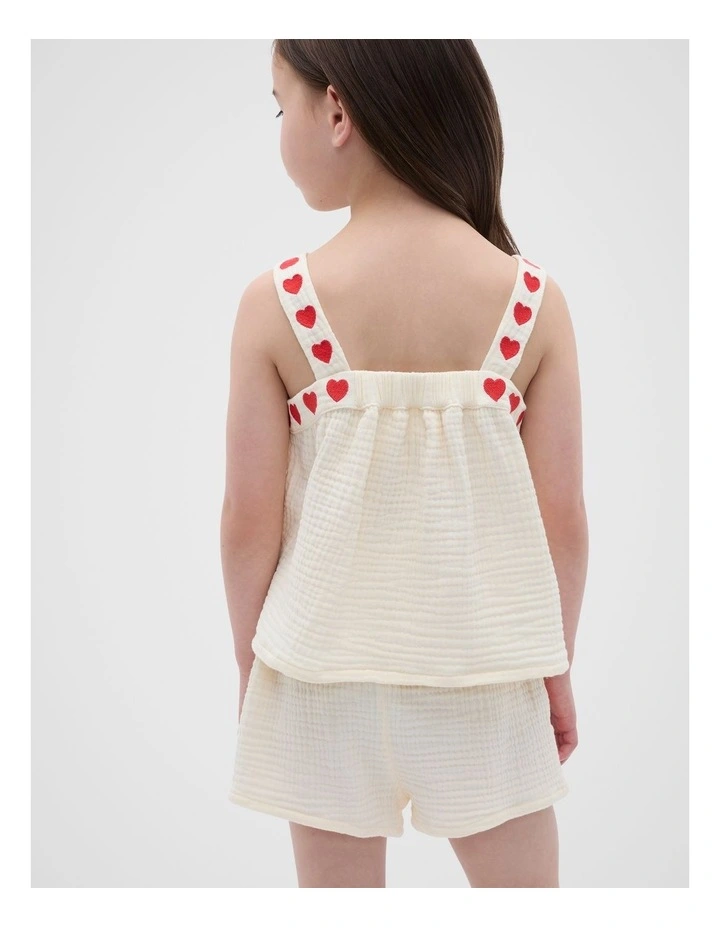 Heart Woven Pyjama in Vintage Cream image 2