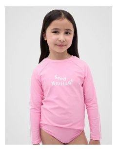 Logo Rashsuit Set in Candy Pink