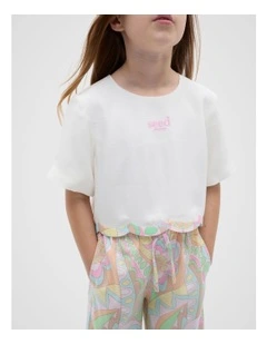 Scallop Spliced Top in Canvas