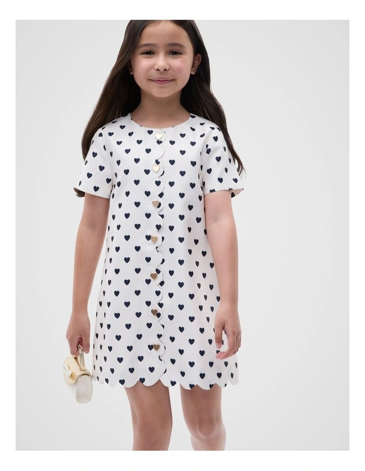 Scallop Satin Dress in Multi image 1