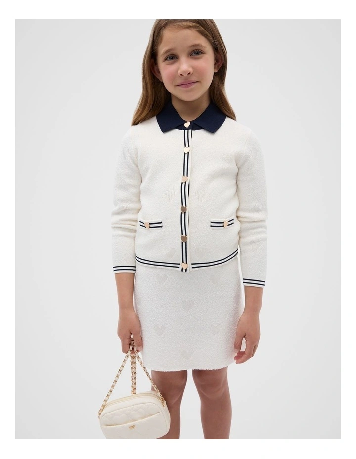 Boucle Heart Cardigan in Classic Cream image 1