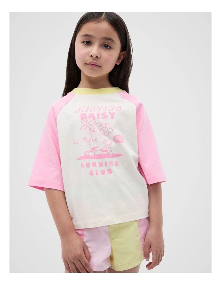 Boxy Raglan Tee in Multi image 1