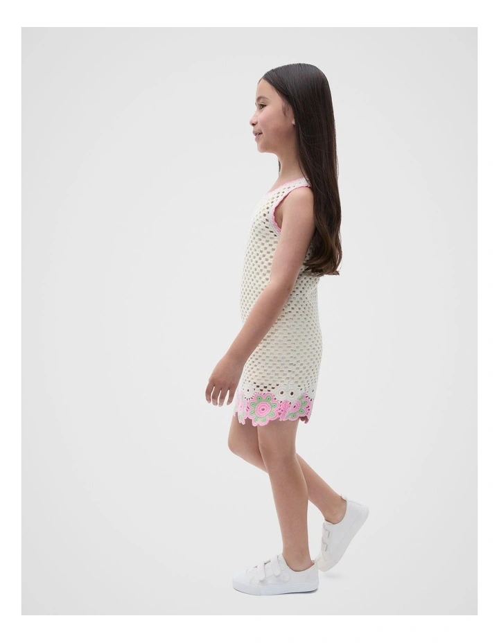 Floral Crochet Dress in Cream image 1