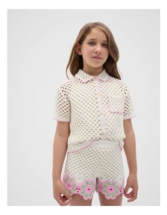 Floral Crochet Short in Vintage Cream