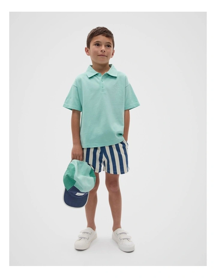 Core Garment Dye Polo T-shirt in Washed Navy image 1