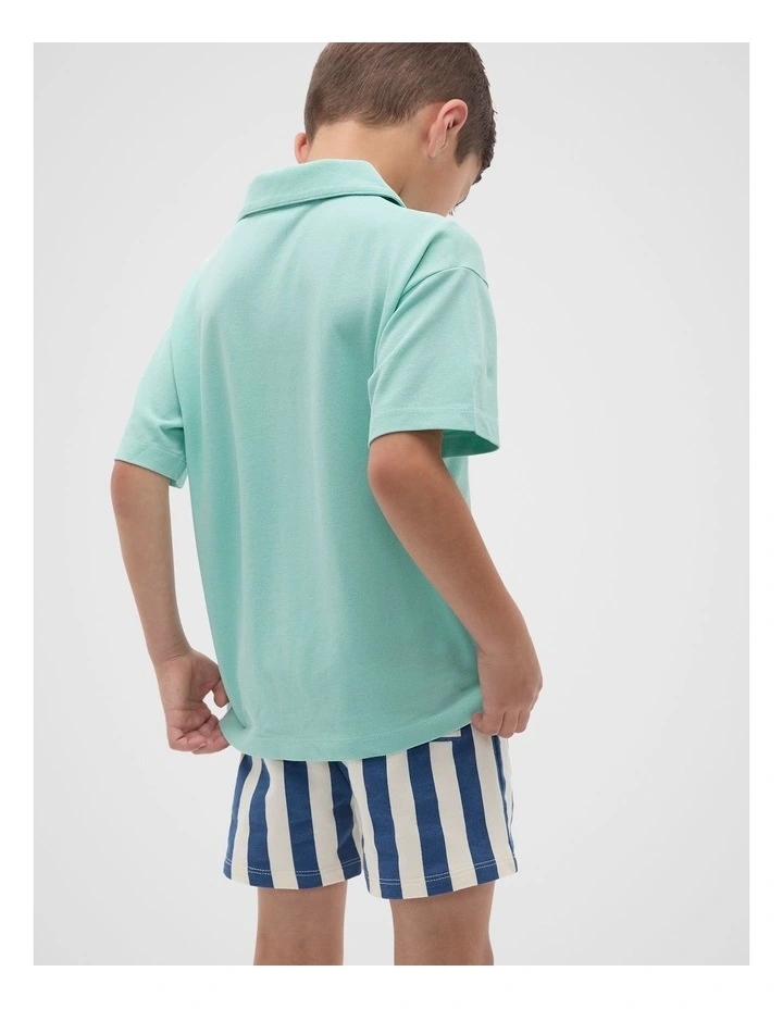 Core Garment Dye Polo T-shirt in Washed Navy image 2