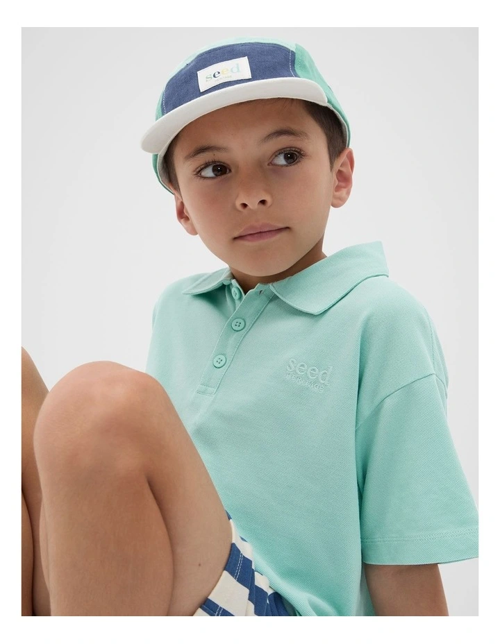 Core Garment Dye Polo T-shirt in Washed Navy image 3