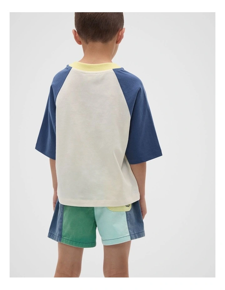 Boxy Raglan Tee in Blue image 2