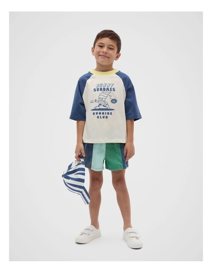 Boxy Raglan Tee in Blue image 3