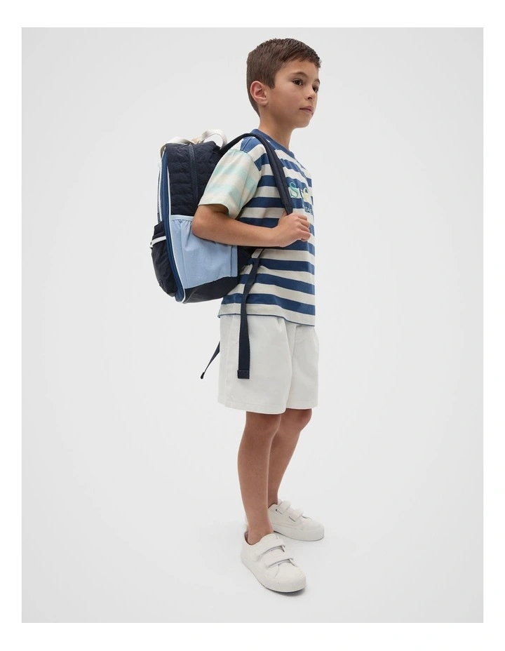 Colourblock Stripe Logo Tee in Blue image 3