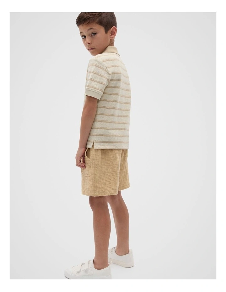 Boucle Knit Polo in Cream image 2