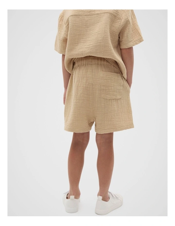 Pull On Texture Shorts in Cream image 2