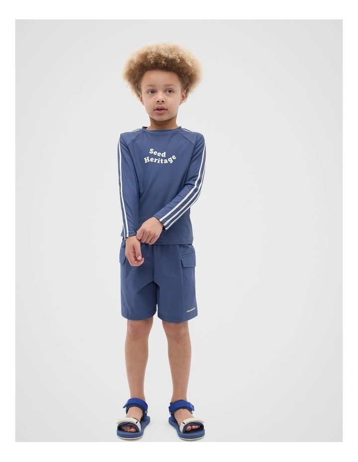 Side Tape Rashvest in Blue image 3