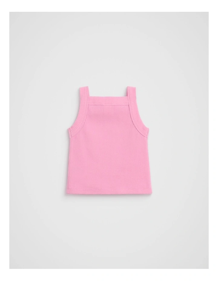 Core Logo Rib Tank in Candy Pink image 2