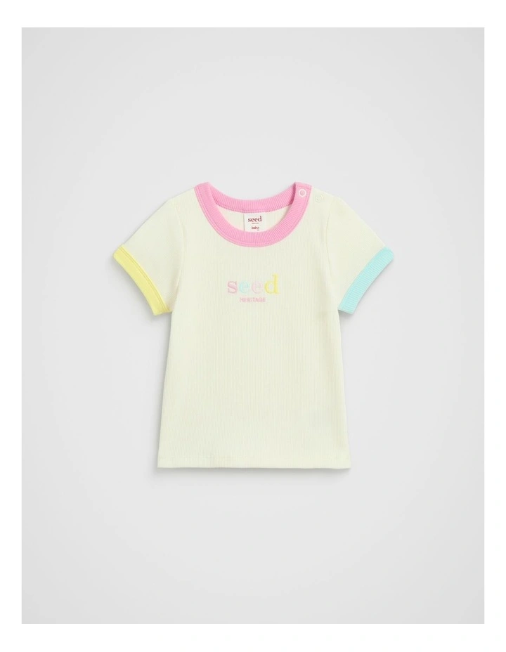 Colourblock Rib Tee in Multi image 1