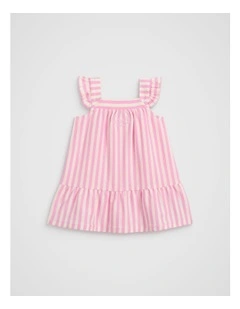 Stripe Logo Dress in Candy Pink