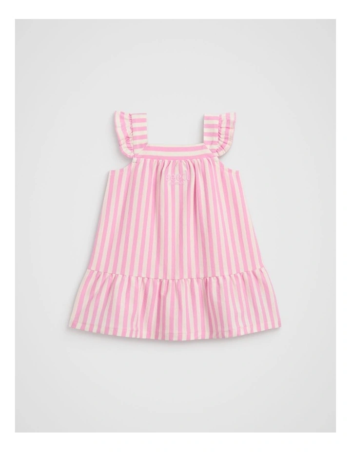 Stripe Logo Dress in Candy Pink image 1
